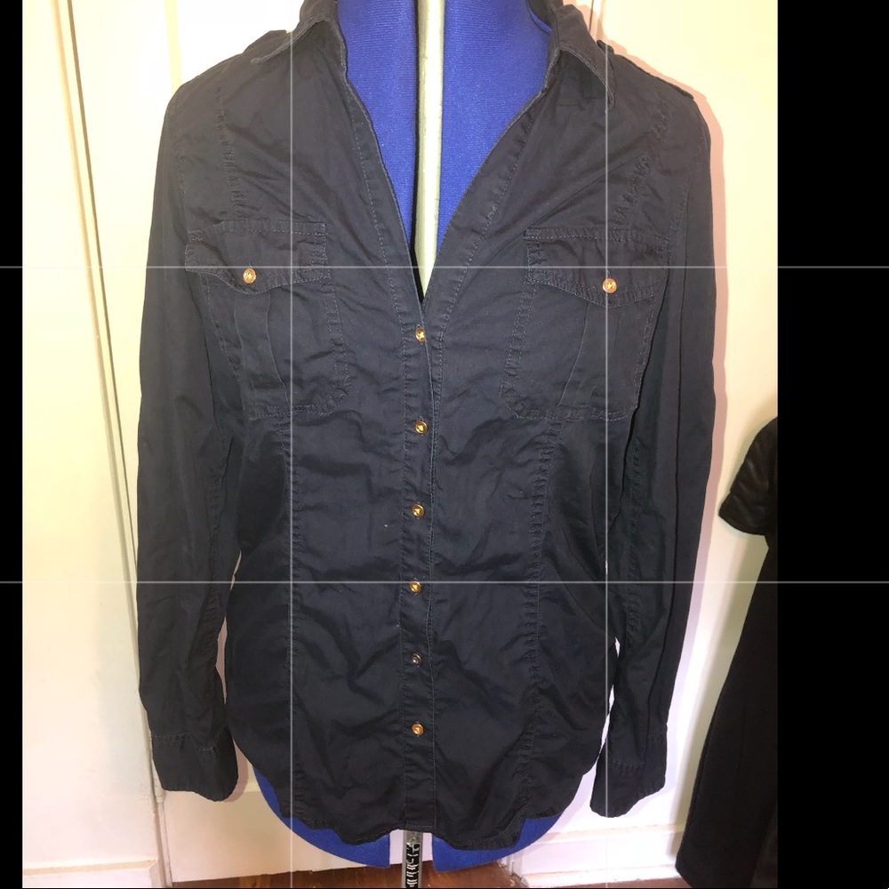 Express Navy Blue Button Down - Picture 2 of 3
